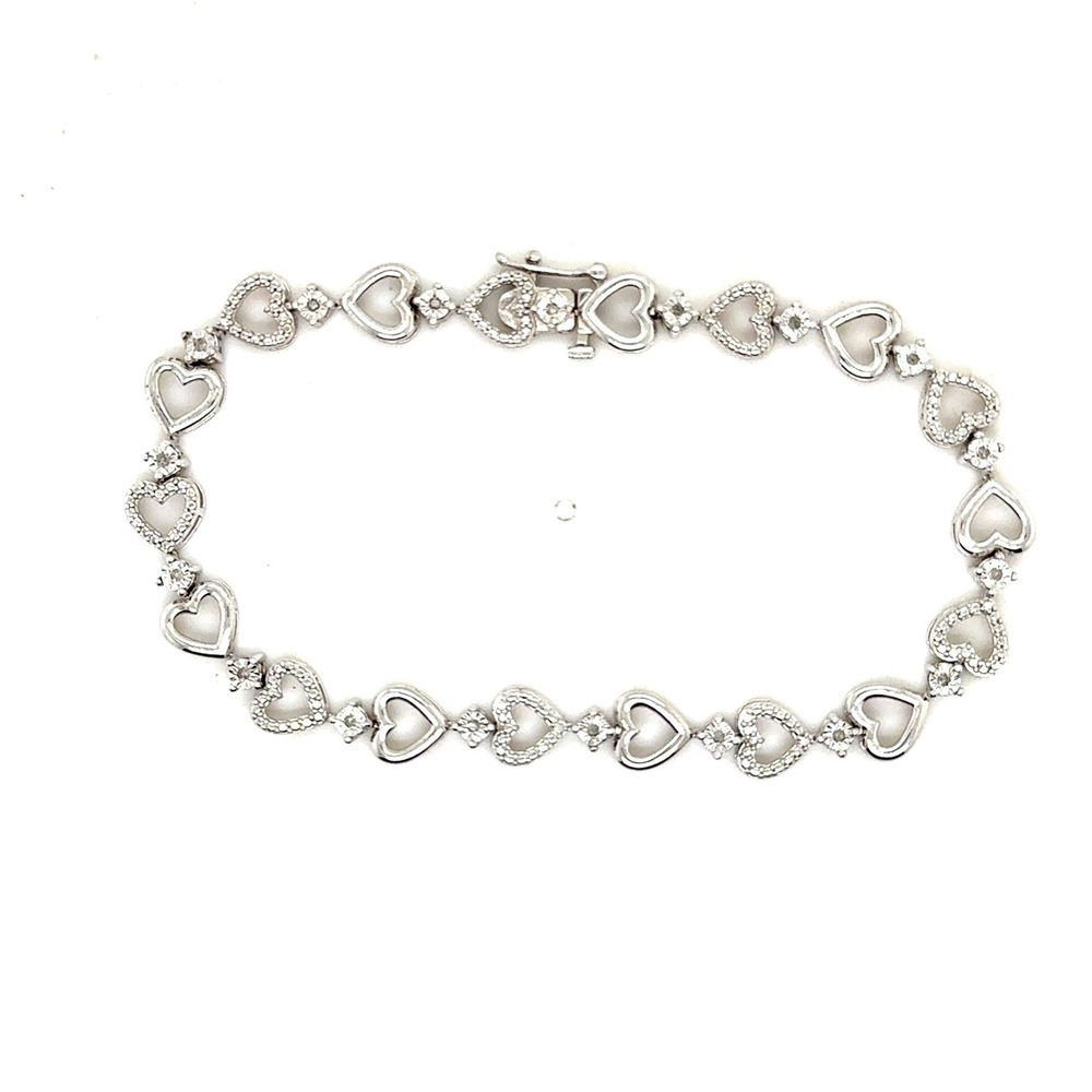 925 Sterling Silver SK9 Heart Link Bracelet  7.5 Inch